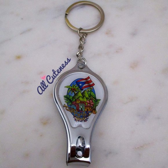 (NWOT) Puerto Rico Bottle Opener And Nail Clipper Keychain - Picture 1 of 9
